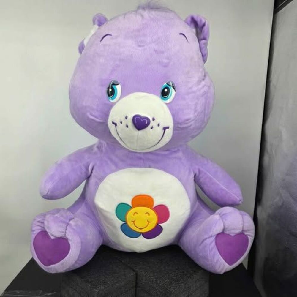 Vintage 2004 Care Bear Jumbo Harmony Bear 30" Plush Nanco Purple Flower Rare